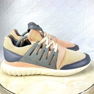 Adidas Tubular Radial Light Orange/Gray Suede Knit Athletic Shoes (size 11)